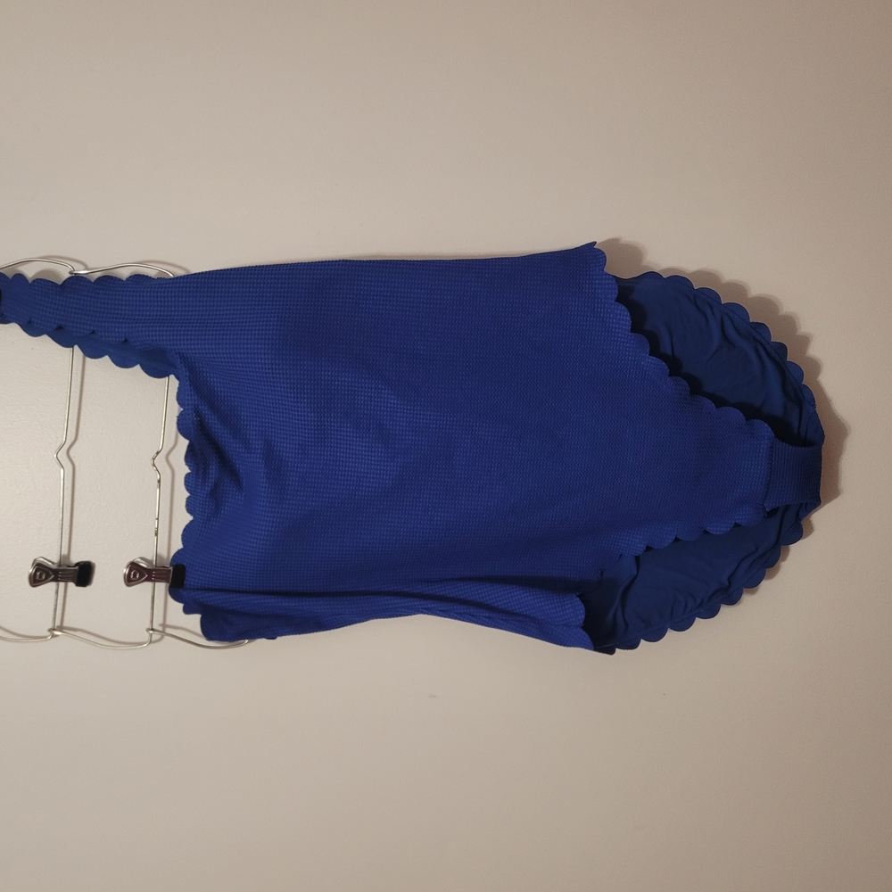 Aerie Blue Scalloped One Piece Swimsuit